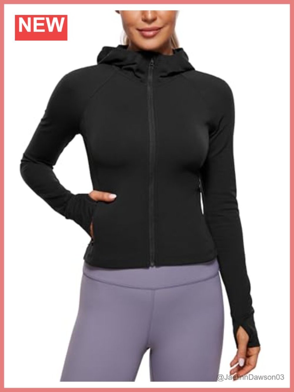 Full Zip Hooded Active Jacket Butterluxe Slim Fit Thumbholes Yoga